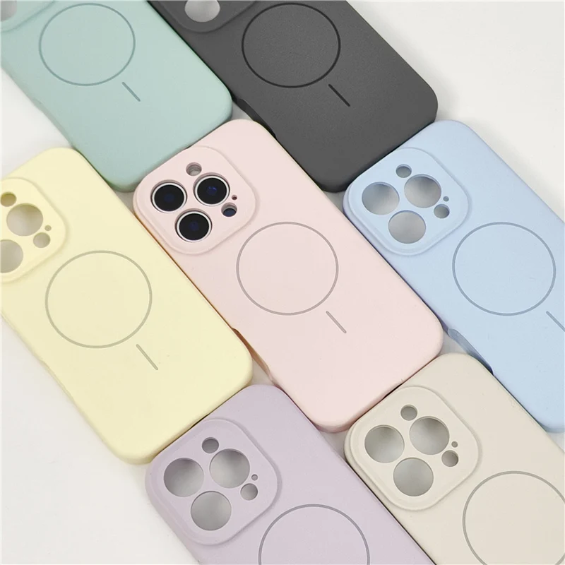 Botão de câmera de toque ativo silicone líquido magsafe caso para iphone 16 16pro 16pro max capa de cor sólida para carregamento sem fio