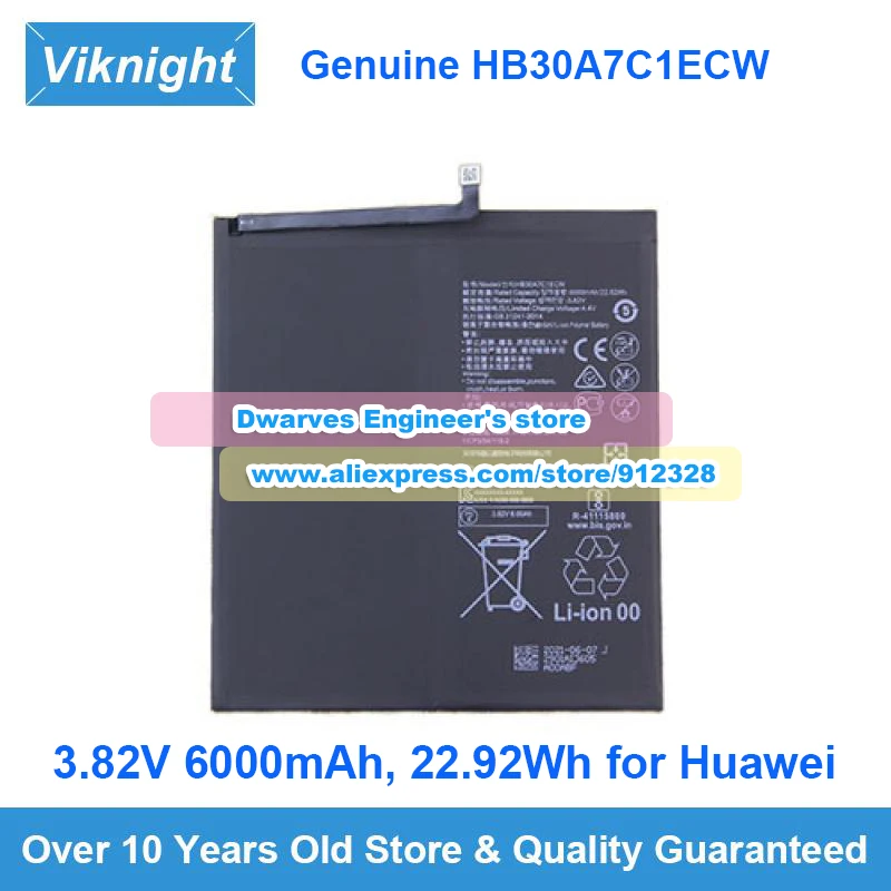 

Original HB30A7C1ECW Battery 3.82V 6000mAh 22.92Wh for Huawei Pad MediaPad M6 8.4Inch VRD-W09 VRD-W10 VRD-AL09 VRD-AL10