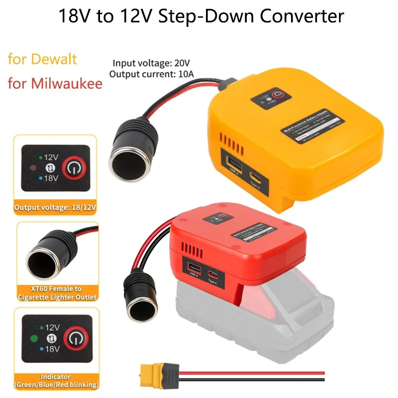 

18V 20V to 12V Step Down Power Converter For Dewalt/Milwaukee Battery for Power Wheels Battery Adapter Buck Converter Regulator