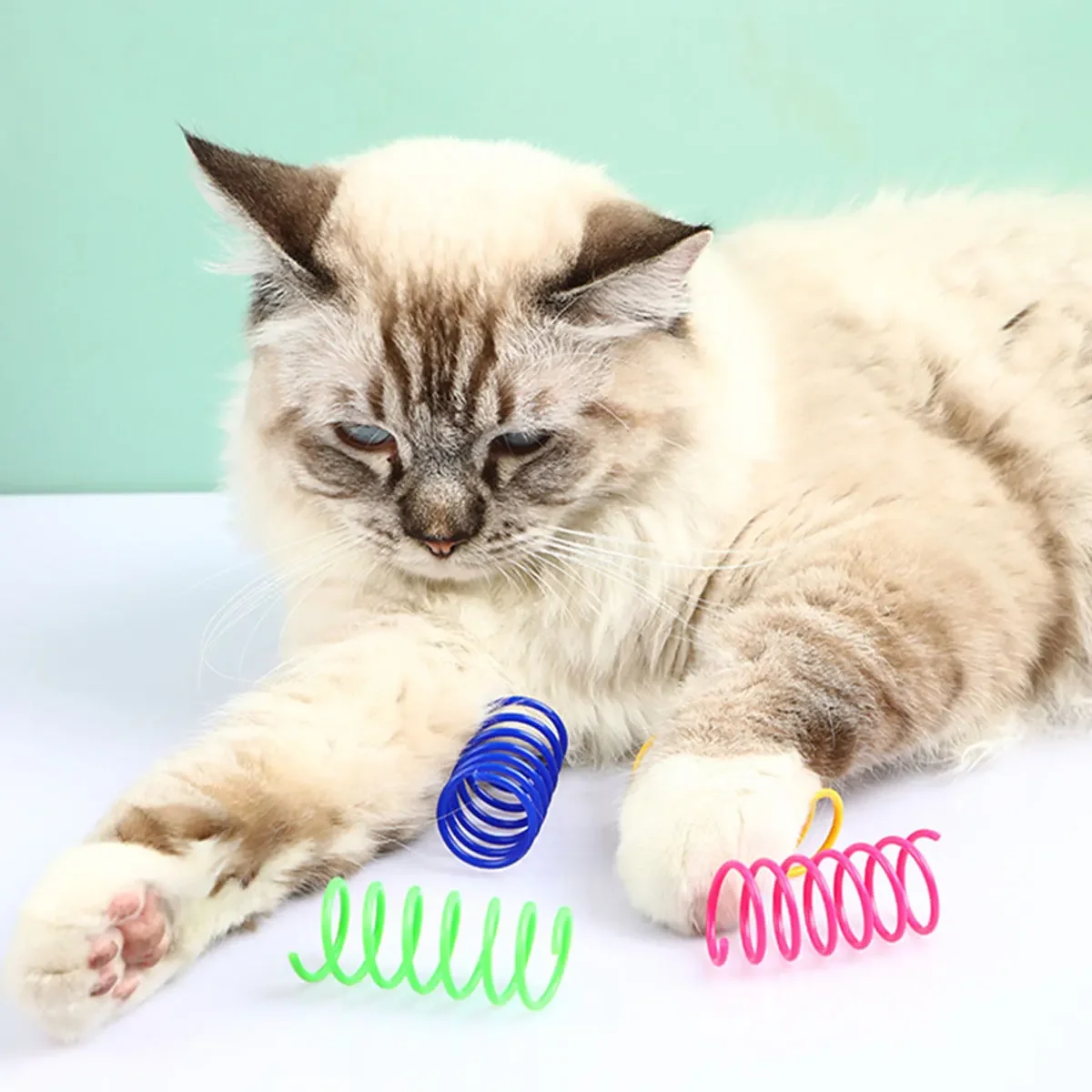 4-200 Pcs Cat Spring Toys Colorful Cat Coil Toy Kitten Coil Spiral Springs Cat Toys Interactive Durable Heavy Gauge Spring Tools