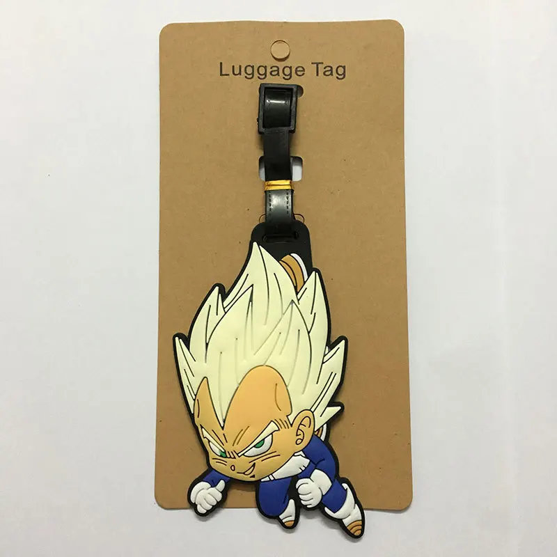 Anime Drachen ball Figur Sohn Goku Reisegepäck Cartoon Boarding Tag Anti-Lost tragbare Tasche Anhänger Dekor Kinder Geburtstags geschenk
