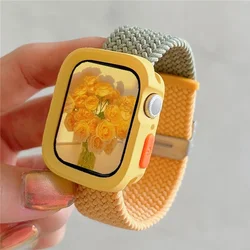 Candy Silicone Case+Strap For Apple Watch Series 9 8 7 45 41mm Band SE 6 5 4 44 40mm Nylon correa Strap iwatch Ultra 2 49mm Belt