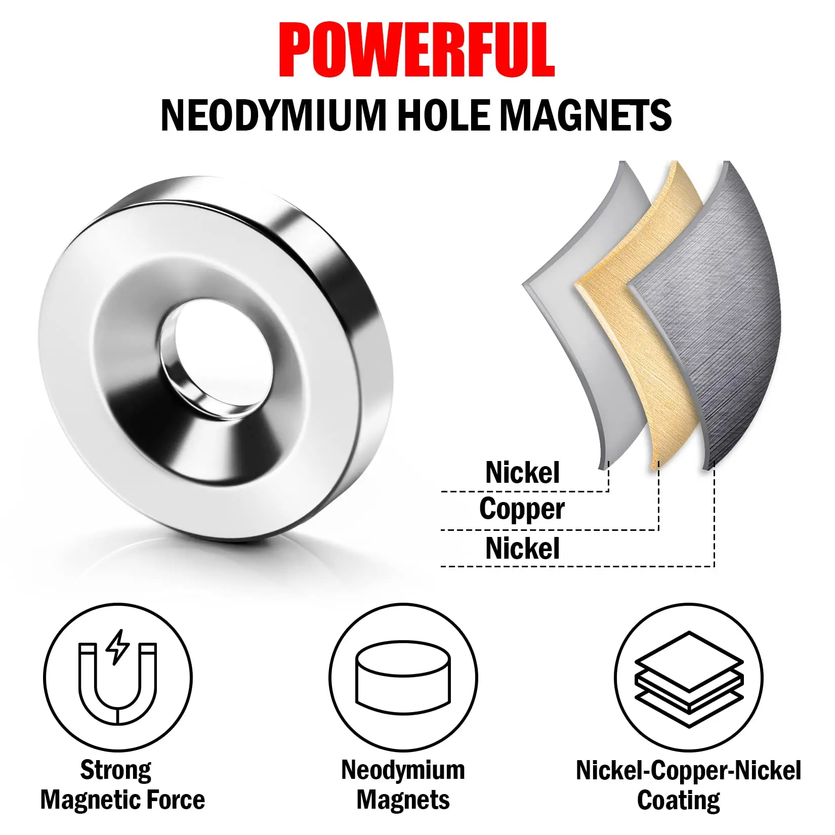 Small Countersunk Round NdFeB Neodymium Magnet 12x3 15x3 15x5 Hole 4mm Powerful Rare Earth Permanent Fridge Magnets Industrial S