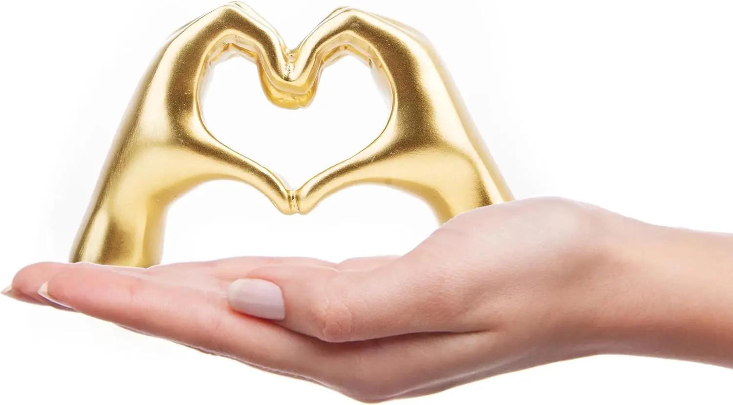Small Heart‑Hand Sculpture Decor Love Finger Statue Modern Art Ornament for Living Room Table Bookshelf Office Display Gift