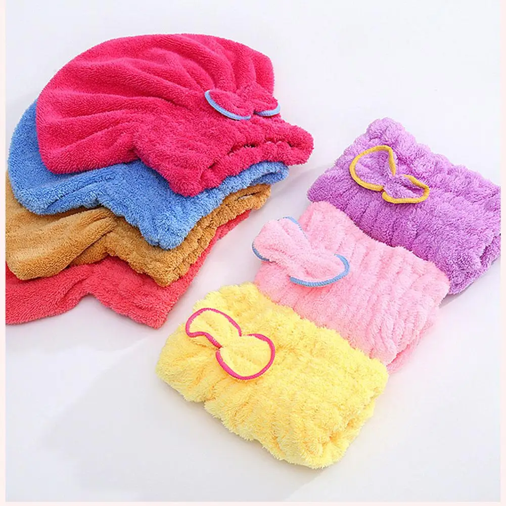 Quick Drying Hair Cap Women Bowtie Bathing Hat Microfiber Towel Superfiber Shower Cap For Spa Bathroom Accessories Shower Cap