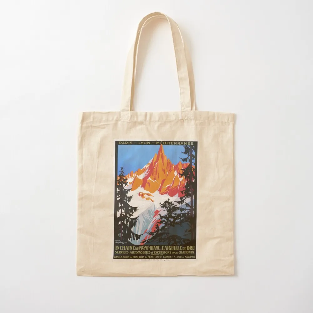 

MONT BLANC and L' AIGUILLE MOUNTAINS Automobiles Excursions 1924 French Vintage Travel Tote Bag bags woman 2025 Canvas Tote Bag