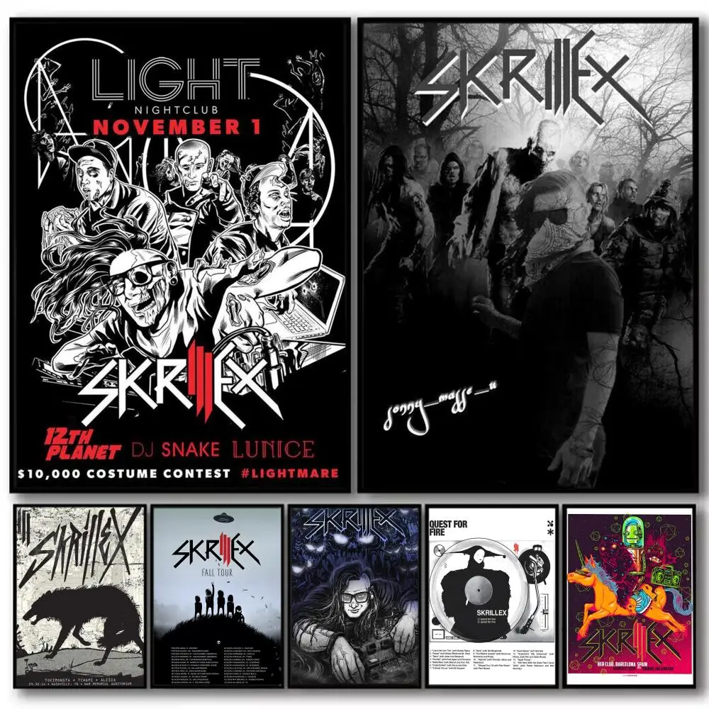 

Singer S-Skrillex Painting Calligraphy High-Quality Cotton Canvas Poster Wall Art for Living Room Modern Home Decoration