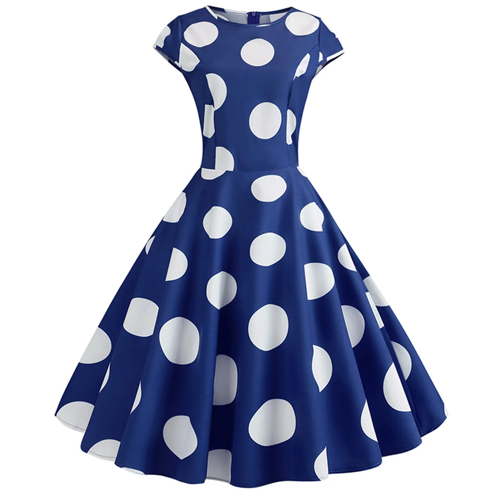 

90s Vintage Polka Dot Printed Party Dress Women Retro Evening Party Prom Swing Dress Ladies Elegant A-line Dresses Vestido