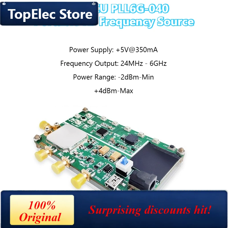TopElec KDTMCUPLL6G-040 Phase-locked Loop Integrated Module, RF Signal Generator 24M-6GHz Bandwidth, High Flatness, Portable Sig
