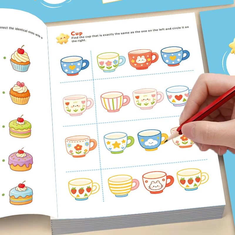 32 Pages Find The Same Kids Matching Workbook, Entry-level Visual Matching Puzzle Book, Classroom Activities,Perfect Gift