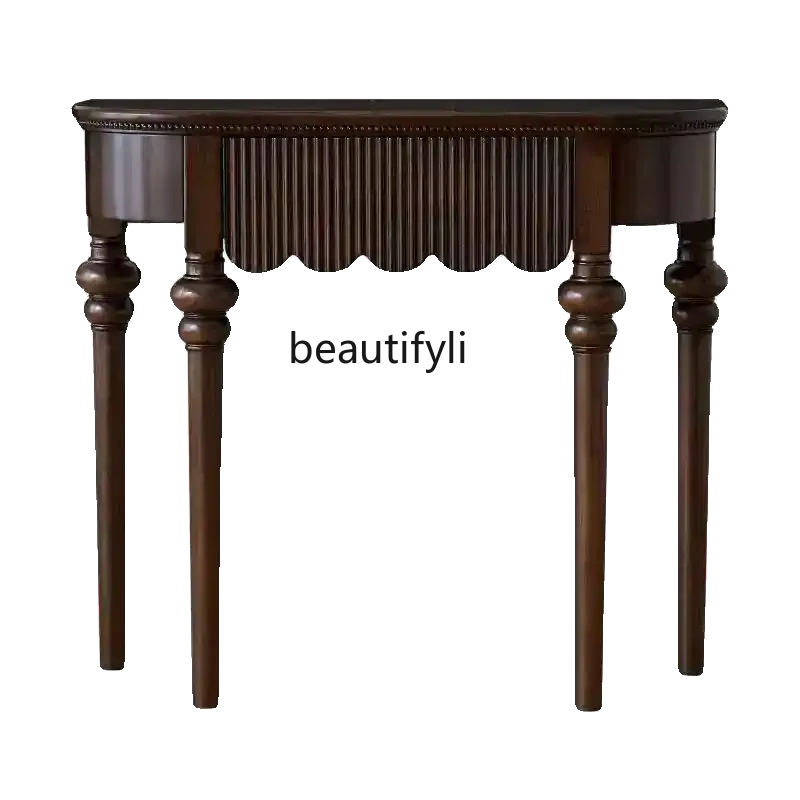 

American rural retro old log entrance table French light luxury living room wall decoration table