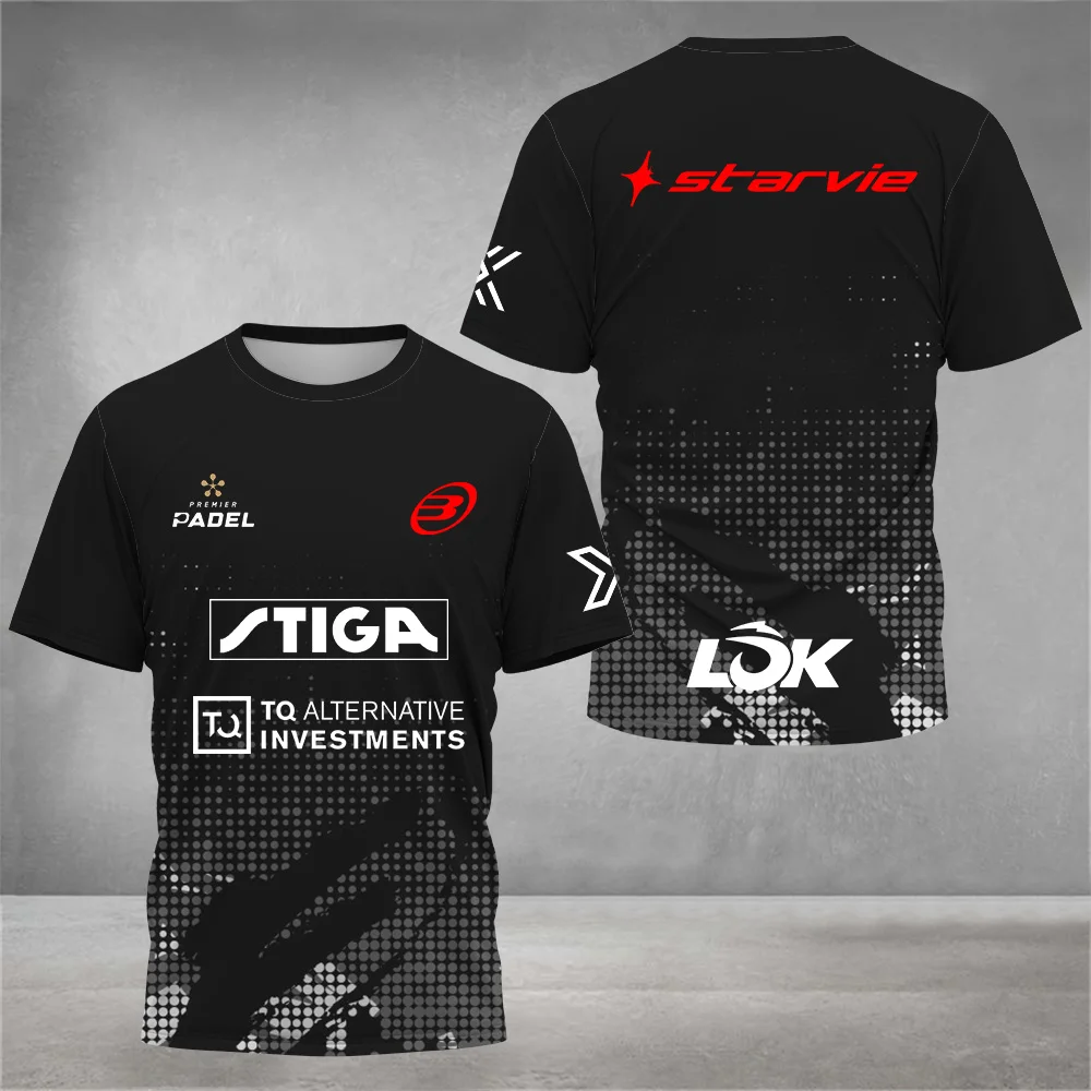 2024 Stylish Printed Padel Jersey Breathable Quick-Drying Tennis Short Sleeve T-Shirt Big Size Men's Sportswear Fitness Clothing