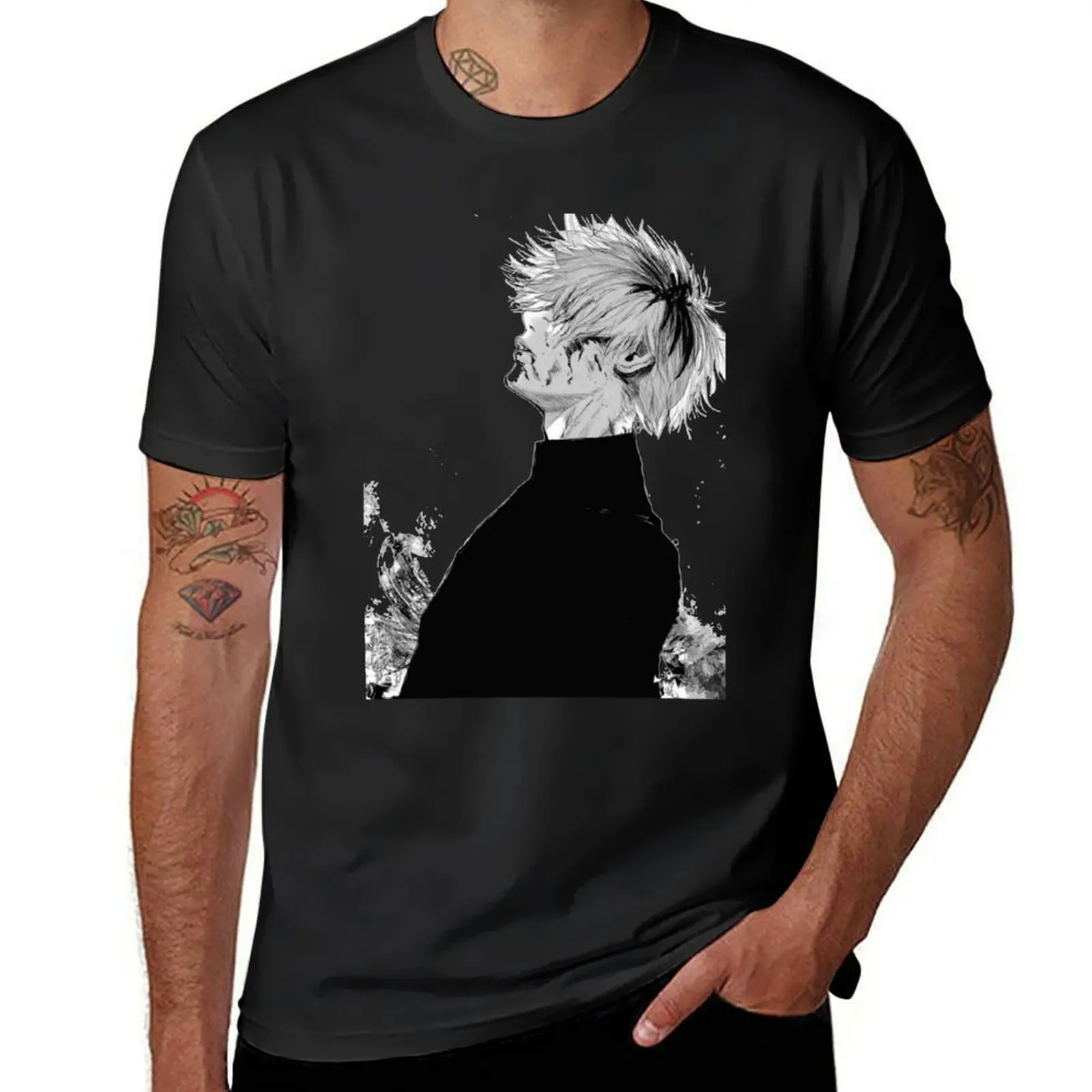 kaneki T-Shirt vintage boys animal print boys whites plain T-shirts for men cotton