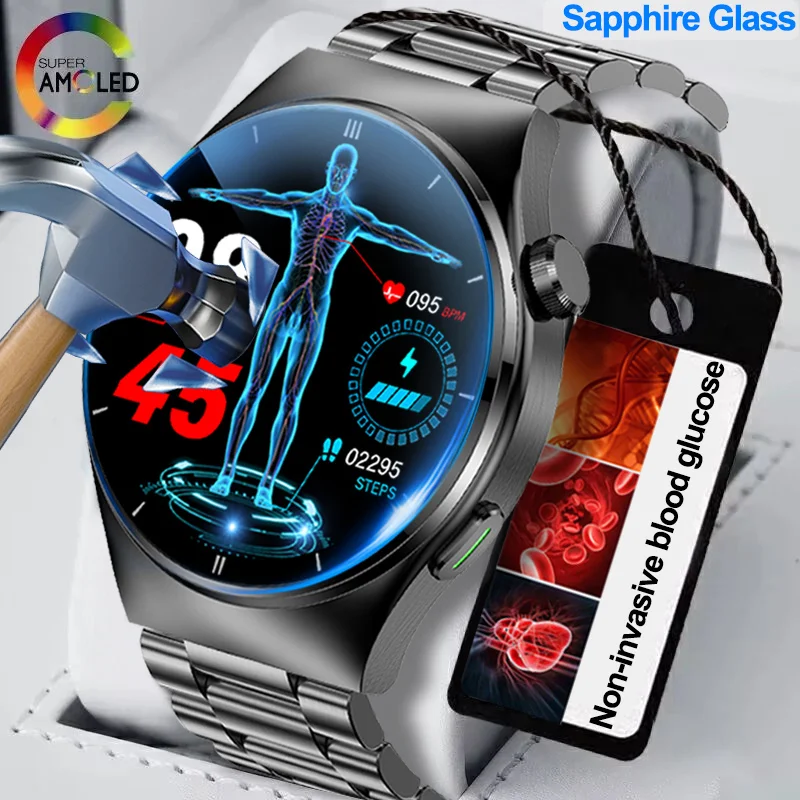 2024 New Medical Grade Laser Treatment Three High Smart Watch Men Heart Rate Blood Sugar Uric Acid Health Tracker Smart Watches