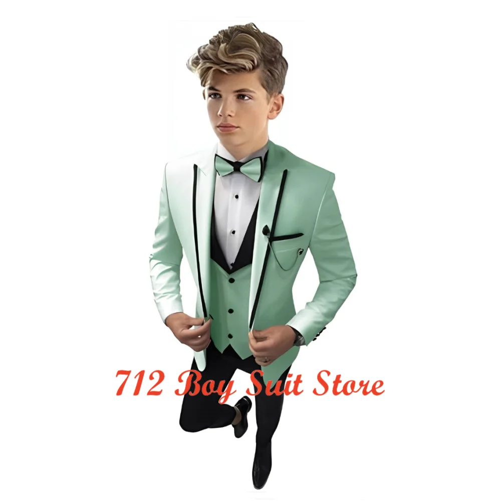 Suit for Boys Wedding Tuxedo Kids Formal Jacket Pants Vest 3 Piece Set Custom Outfit Classic Clothes For 2-16 Years Child