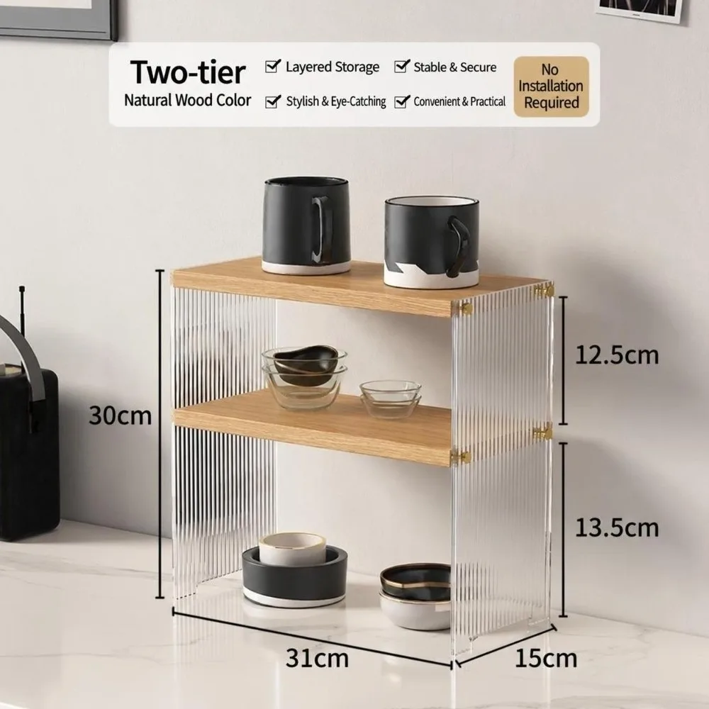 New Acrylic Cup Storage Rack Dust-proof Tabletop Teacup Display Shelf Space-saving Acrylic Cup Holder For Home Kitchen