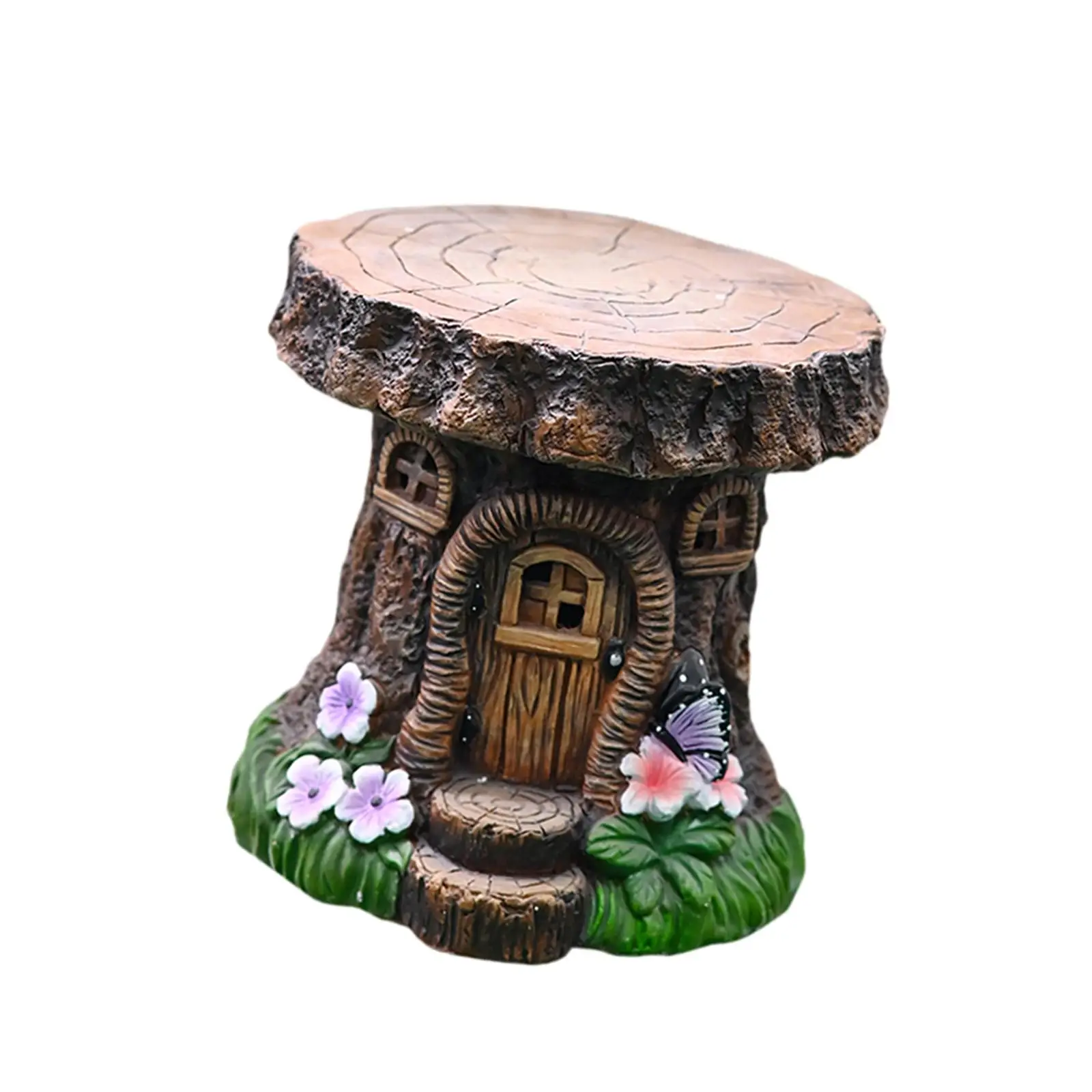 

Художественный табурет-пень из смолы для патио, ручной работы, устойчивый к погодным условиям, для патио и зоны у бассейна, многофункциональный, 29x28.5см, приставной столик