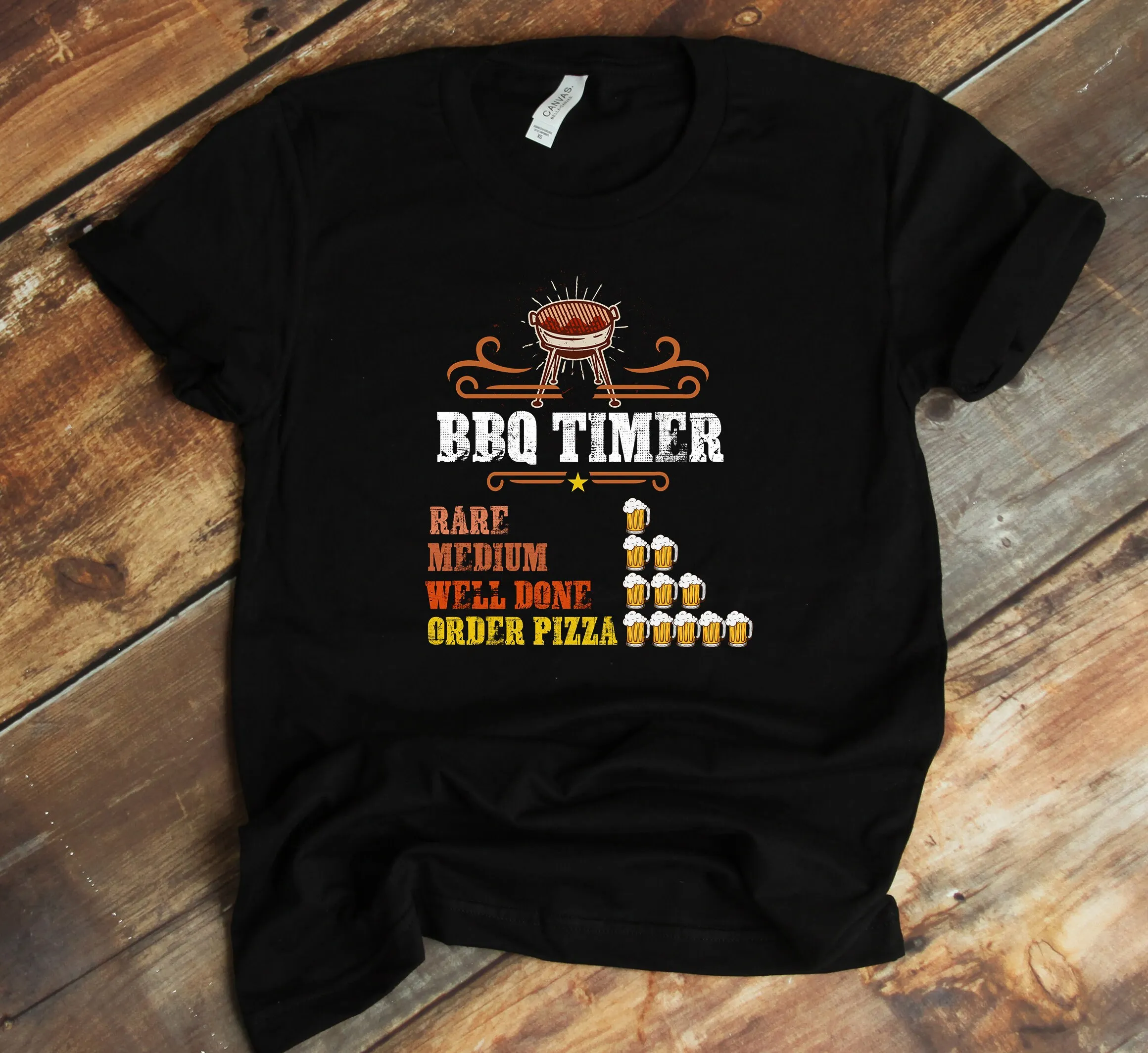 Bbq Timer T Shirt Barbecue Grill Beer Lover Funny Grilling Drinking