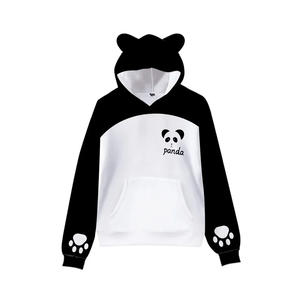 Cute Panda Kids Hoodie for Boys Girls Harajuku Sweatshirt Streetwear Hip Hop Kawaii Cat Ear Pullover Hooded Jacket Cosplay