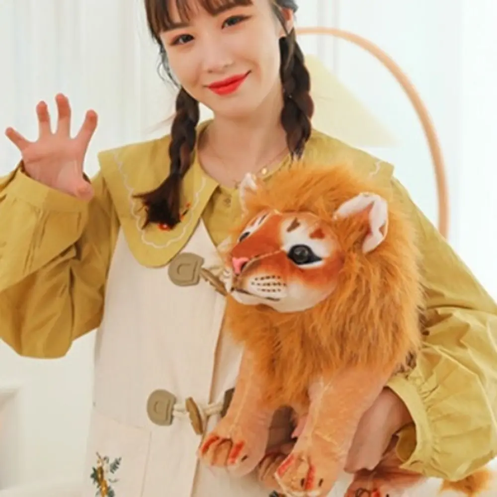 

Long Mane Simulation Lion Plush Toys Forest Animal Plush Doll Lifelike Male Lion Stuffed Dolls Soft Lion