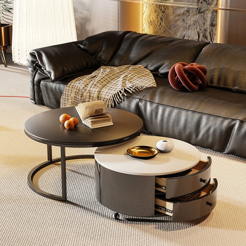 

Round Design Coffee Table Living Room Luxury Aesthetic Home Nordic Coffee Tables Storage Table Basse Furniture Decoration