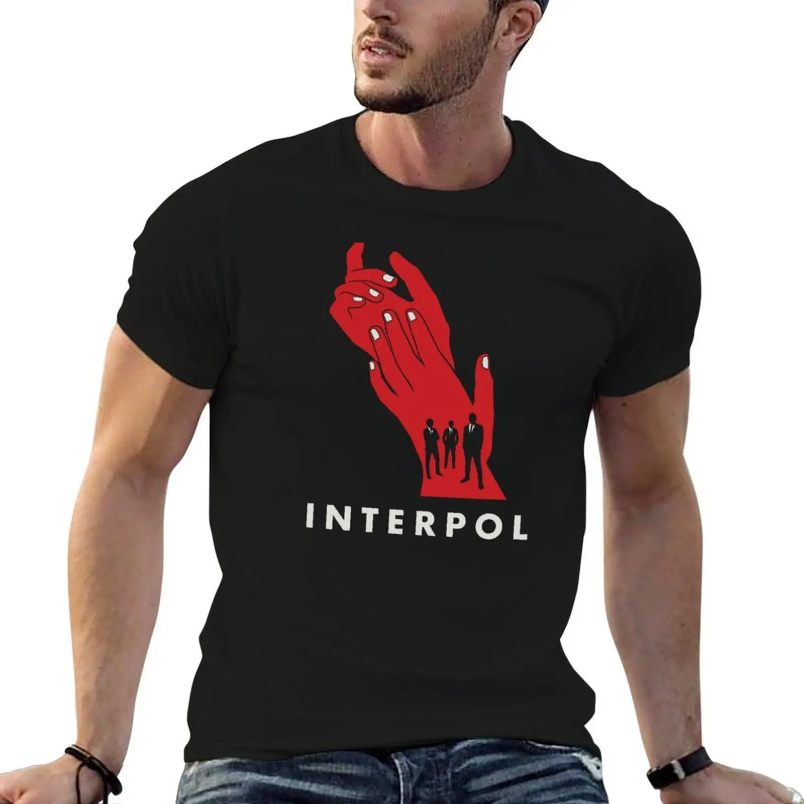 

Interpol hands red T-Shirt t shirts for man slim fit t shirt custom print man t shirt summer T-Shirt