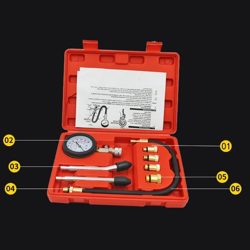جهاز اختبار اسطوانة الدراجة النارية ، مقاييس الضغط مع المحولات ، مقياس اختبار الضغط ، أداة تشخيص ، محرك بنزين ، سيارة ، 0-300Psi ، 20 بار