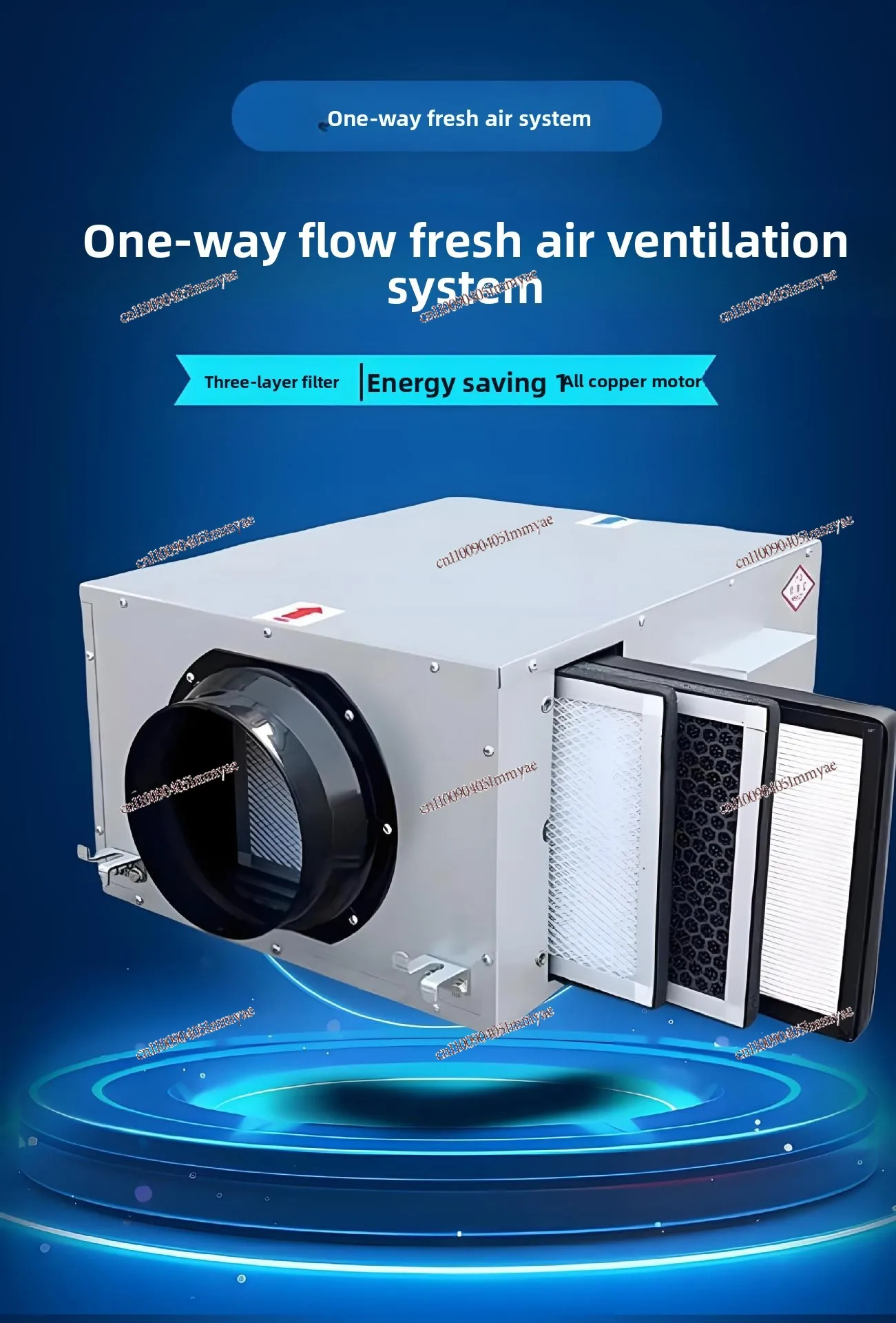 Ultra-quiet Fresh Air Fan Commercial Household Fresh Air System Duct Exhaust Ventilator