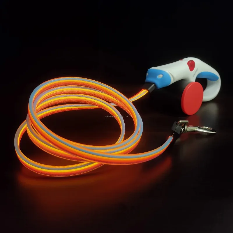Stylish neon dog leash with a beautiful glow for dark walking, perfect party decor for pet owners