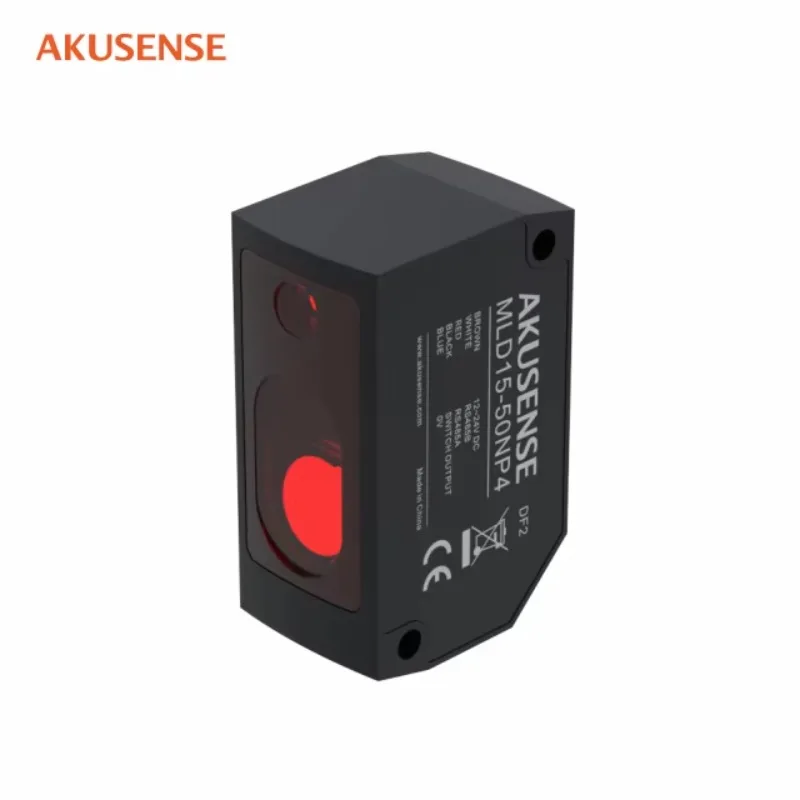 AKUSENSE MLD15-50NPVA Triangulation 25-280mm Range NPN Output 655nm Red Laser Diffuse Reflection Flexible Photoelectric Sensor