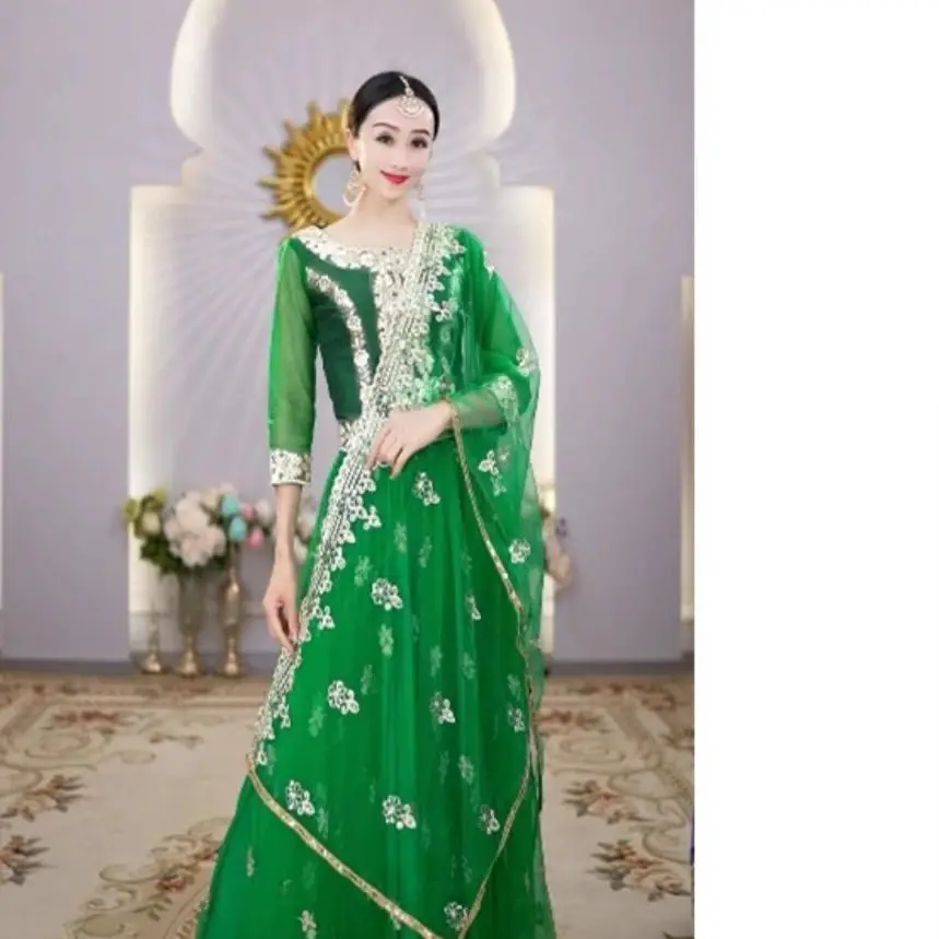 B262 Yiman Indian Exotic Costume Ethnic Style Female Dance Xinjiang Versatile Half Skirt Thin and High end