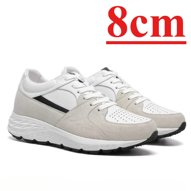 

Invisible Height Increasing 8cm Sports Casual Shoes for Men's Genuine Leather Thick Soled Comfortable Breathable Elevator Shoes
