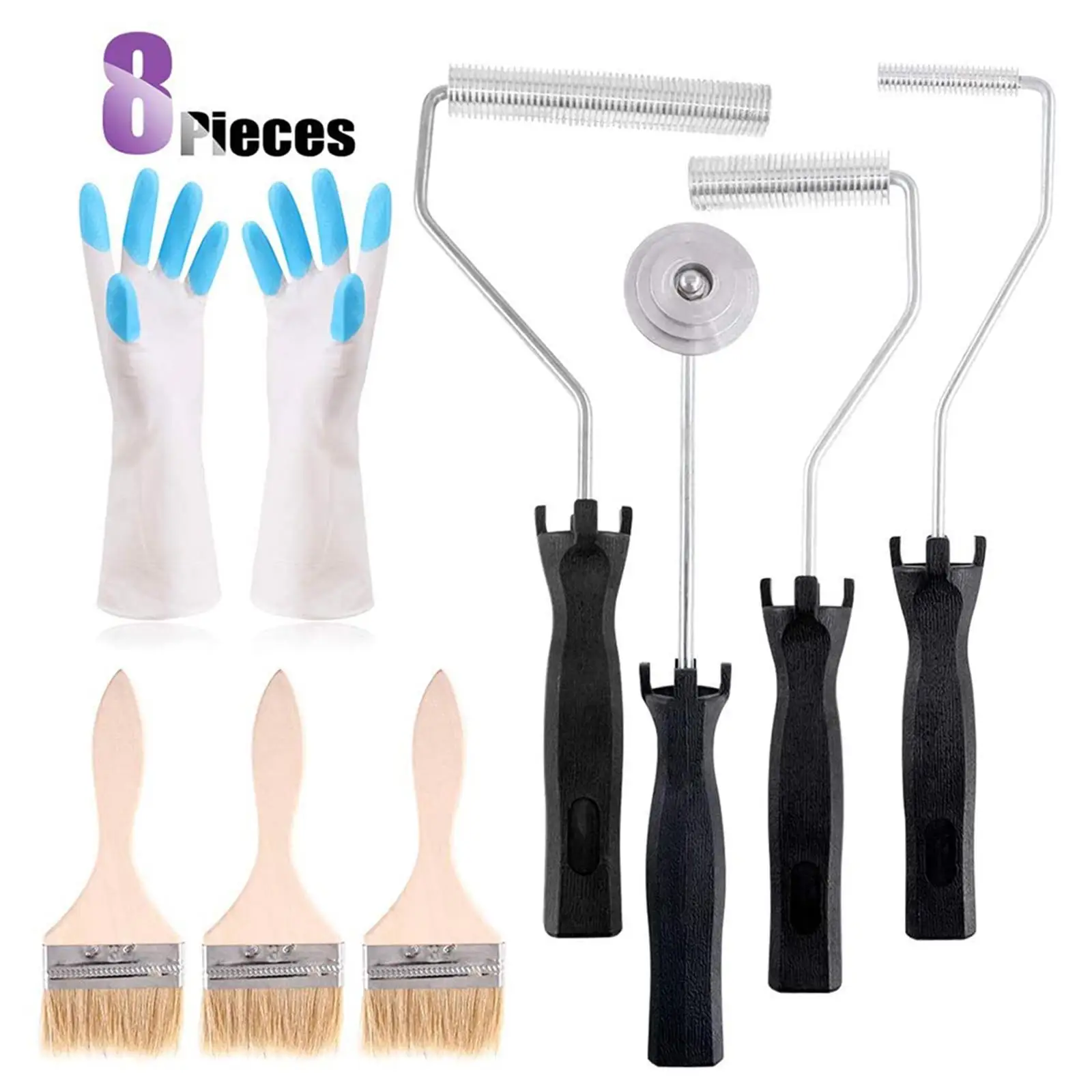 

Sharplace 8Pcs Fiberglass Roller Tools And Brushes,Gloves Bubble Paddle Tool
