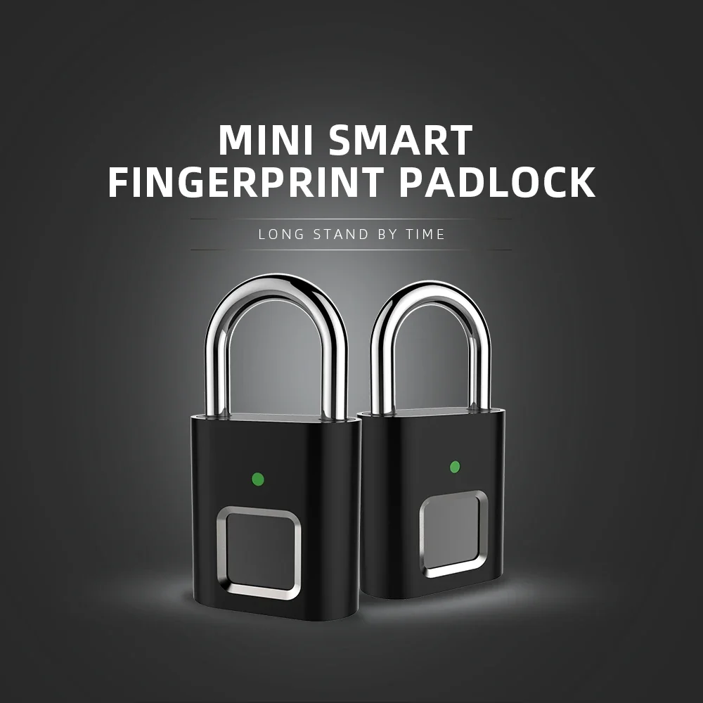 USB Rechargeable Mini Smart Biometric Fingerprint Padlock Safety Lock For Locker Anti-Theft Security Door Luggage Bag Small Box