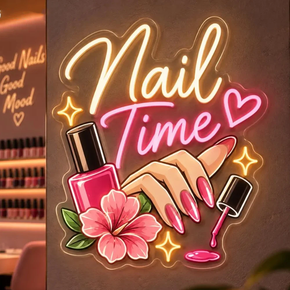 Custom Neon Sign Nail Shop Acrylic LED Personalized Sign Night Light for Beauty Spa Studio Sign Business Wall Decortion Signs