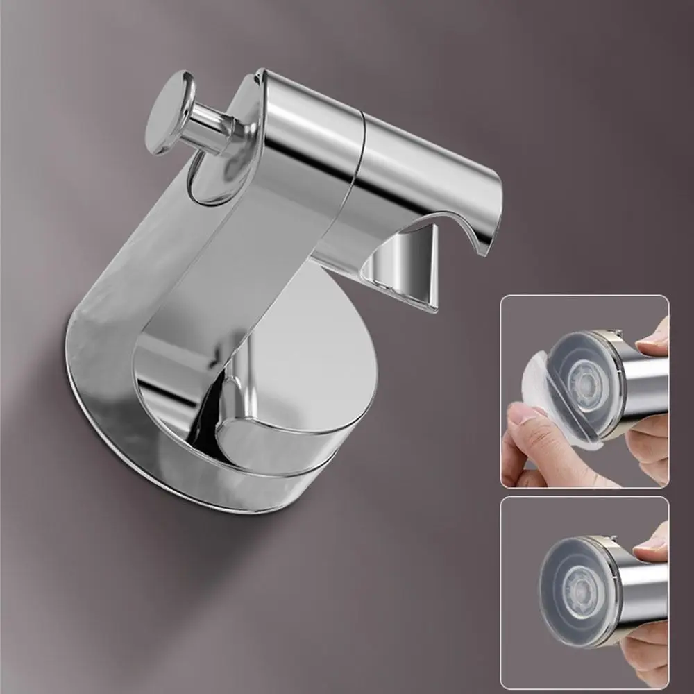 360°Adjustable Suction Cup Shower Head Holder with Hook No Punching Shower Head Stand Bracket Durable Waterproof