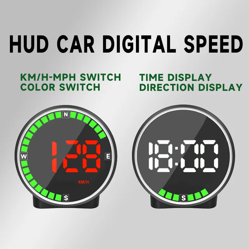 

Universal Car HUD Head Up Display, Digital Speedometer with 7-Color LED Backlight, Overspeed Alarm, Plug and Play Auto Darkening