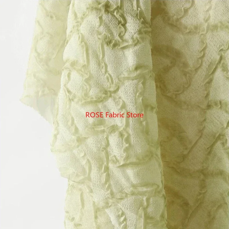 

Light Yellow green Soft Lightweight Pleated Chiffon Fabric for Kids' Clothing Summer Dresses, Skirts, Gown, Designer Fabric