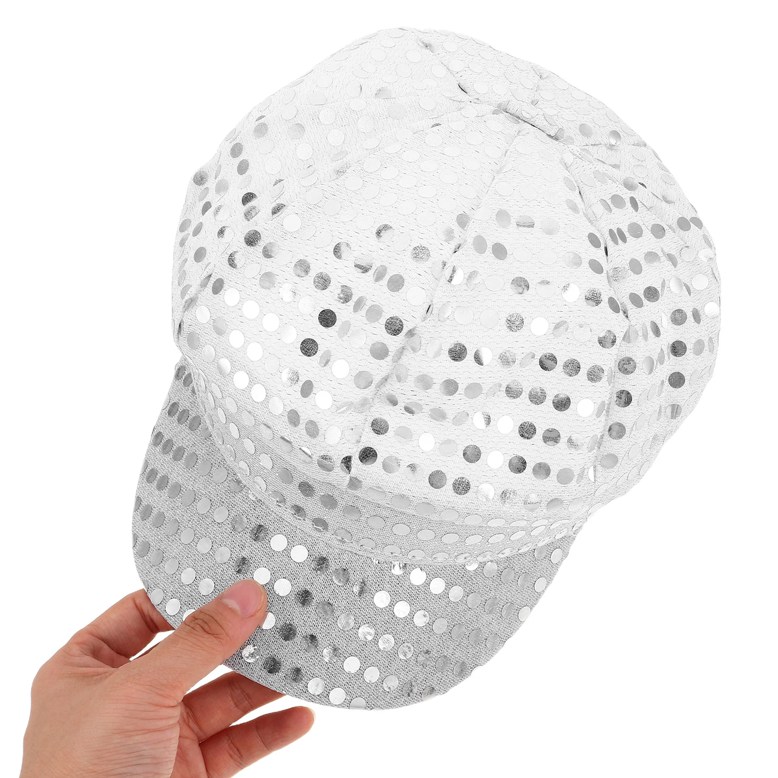 Cappello ottagonale con paillettes retrò per donna uomo Berretto da discoteca scintillante Finitura a specchio Accessorio per performance sul palco in stile vintage
