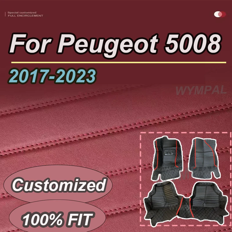 

Роскошные автомобильные коврики для Peugeot 5008 P87 2017 ~ 2023 7-местный кожаный коврик Автомобильные коврики Универсальные водонепроницаемые автомобильные аксессуары Cocho