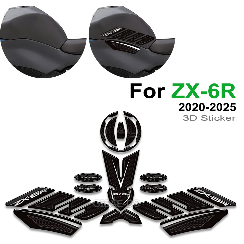 

For kawasaki Ninja ZX-6R ZX6R ZX 6R Motorcycle Tank Protector Pad Grips Gas Fuel Oil Kit Knee Stickers Decals 2020 - 2025 ﻿