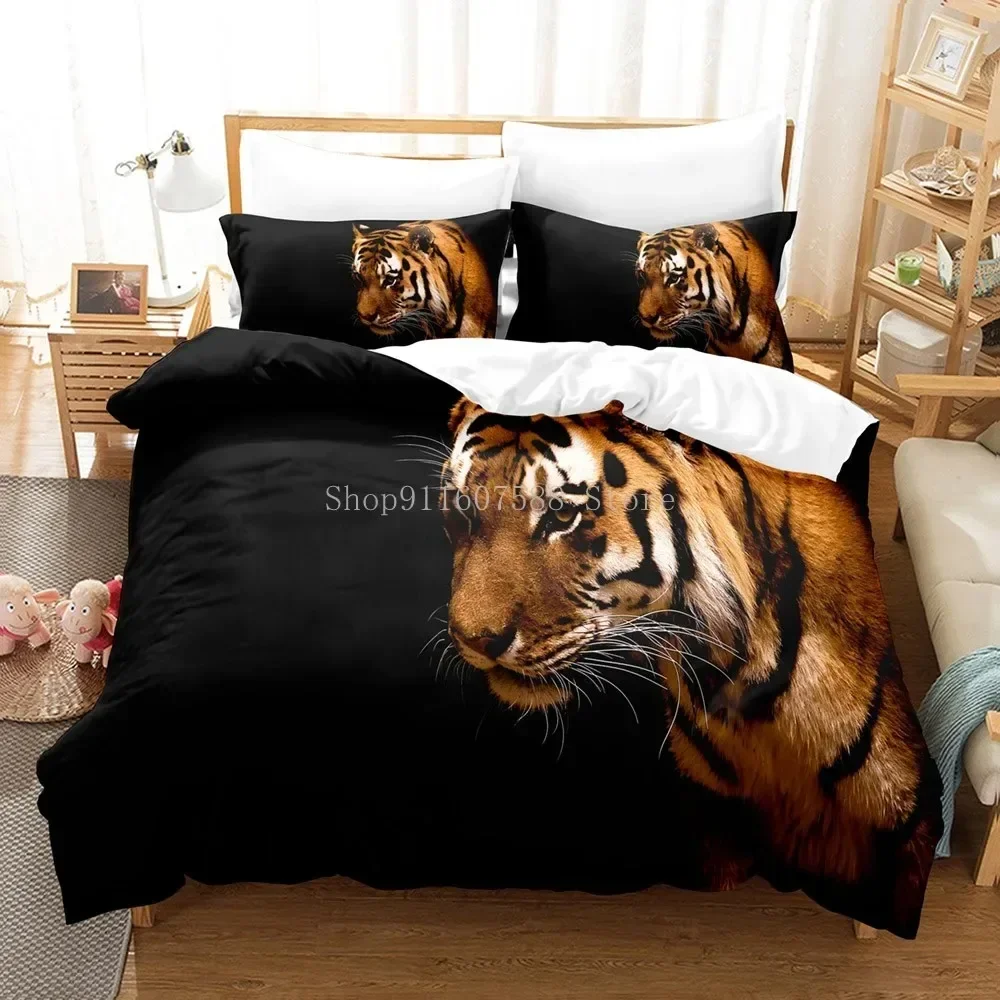 

3D White Tigers Comfortable Duvet Quilt Cover Pillowcase Bedding Set Children Bedroom Decoration Home Textile