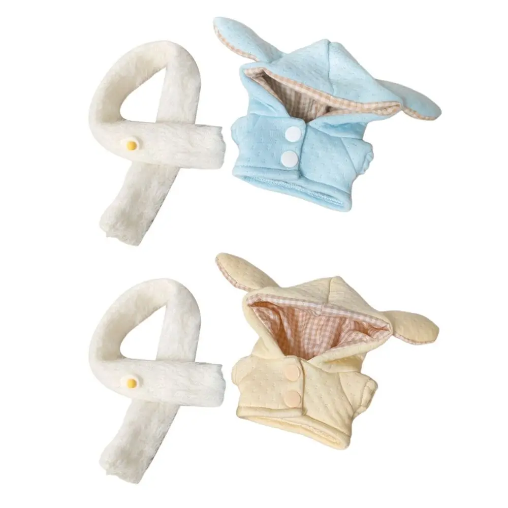 Ceative 10 cm vestiti per le bambole blu giallo sciarpa pelosa berretto in miniatura cappotto cambio vestito gioco casa da gioco sostituzione vestito giocattolo