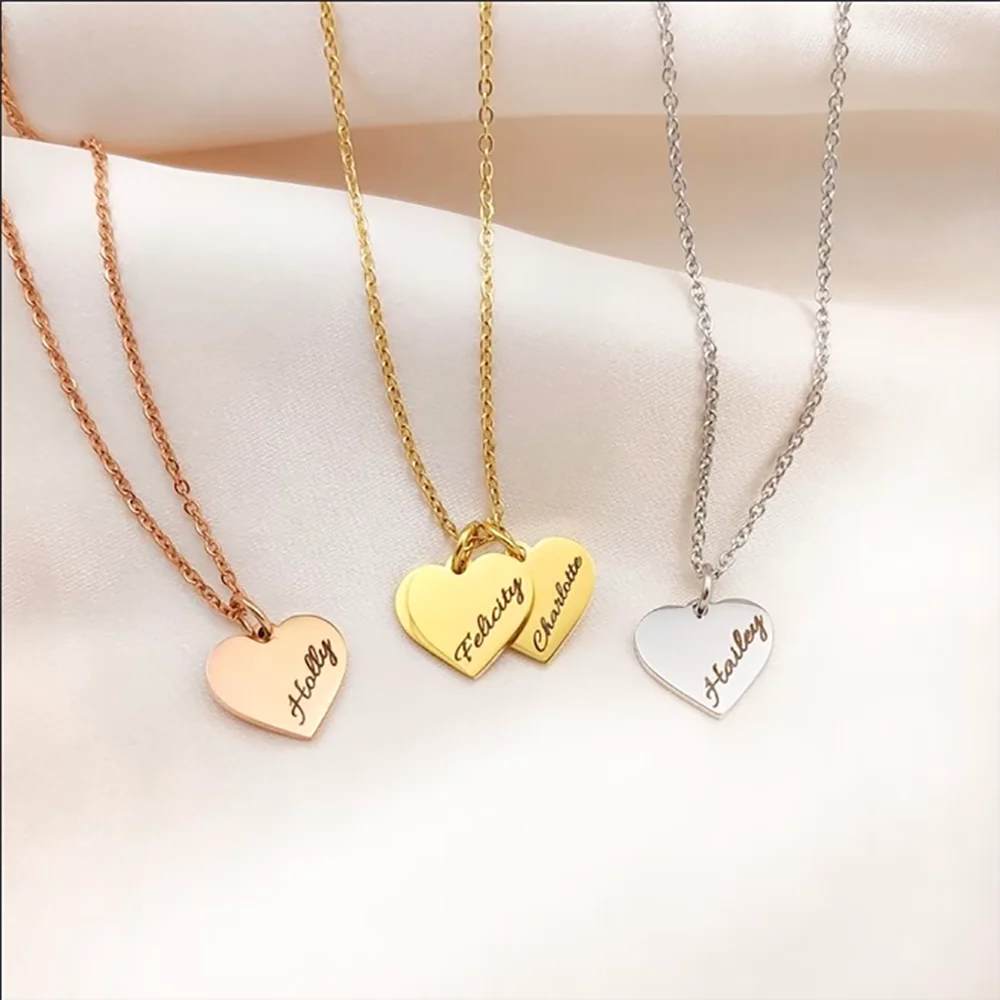 Personality Name Necklace Engraved Multi Name Star Heart Pendant Stainless Steel Necklace Custom Women's Jewelry Gifts For Mom