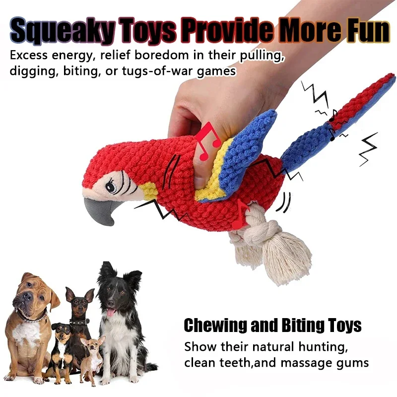 Realistic Parrot Plush Squeaky Toy Bite Resistant Design Interactive Entertainment Toy for Dogs