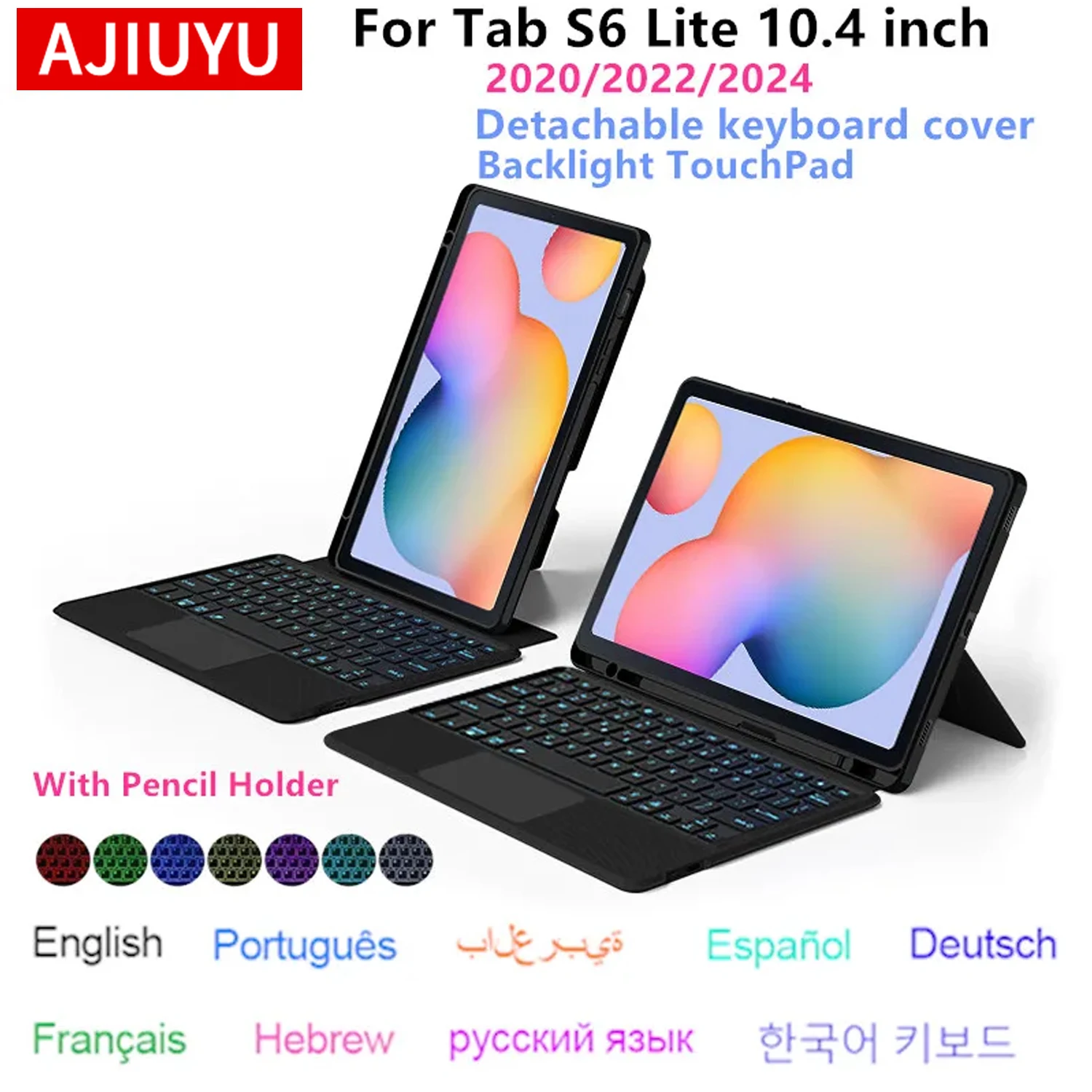 

Чехол с волшебной клавиатурой для Samsung Galaxy Tab S6 Lite 10,4 дюйма 2020/22/24 SM-P610/P620/P613, съемная обложка для книги, трекпад с подсветкой