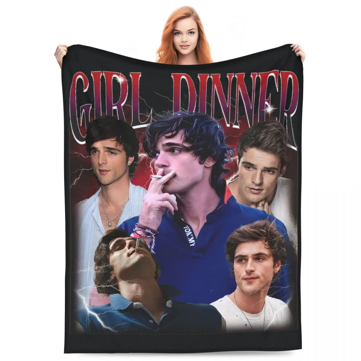 Jacob Elordi Blanket Australian Actor Airplane Travel Flannel Throw Blanket Warm Soft Outdoor Design Bedspread Birthday Gift