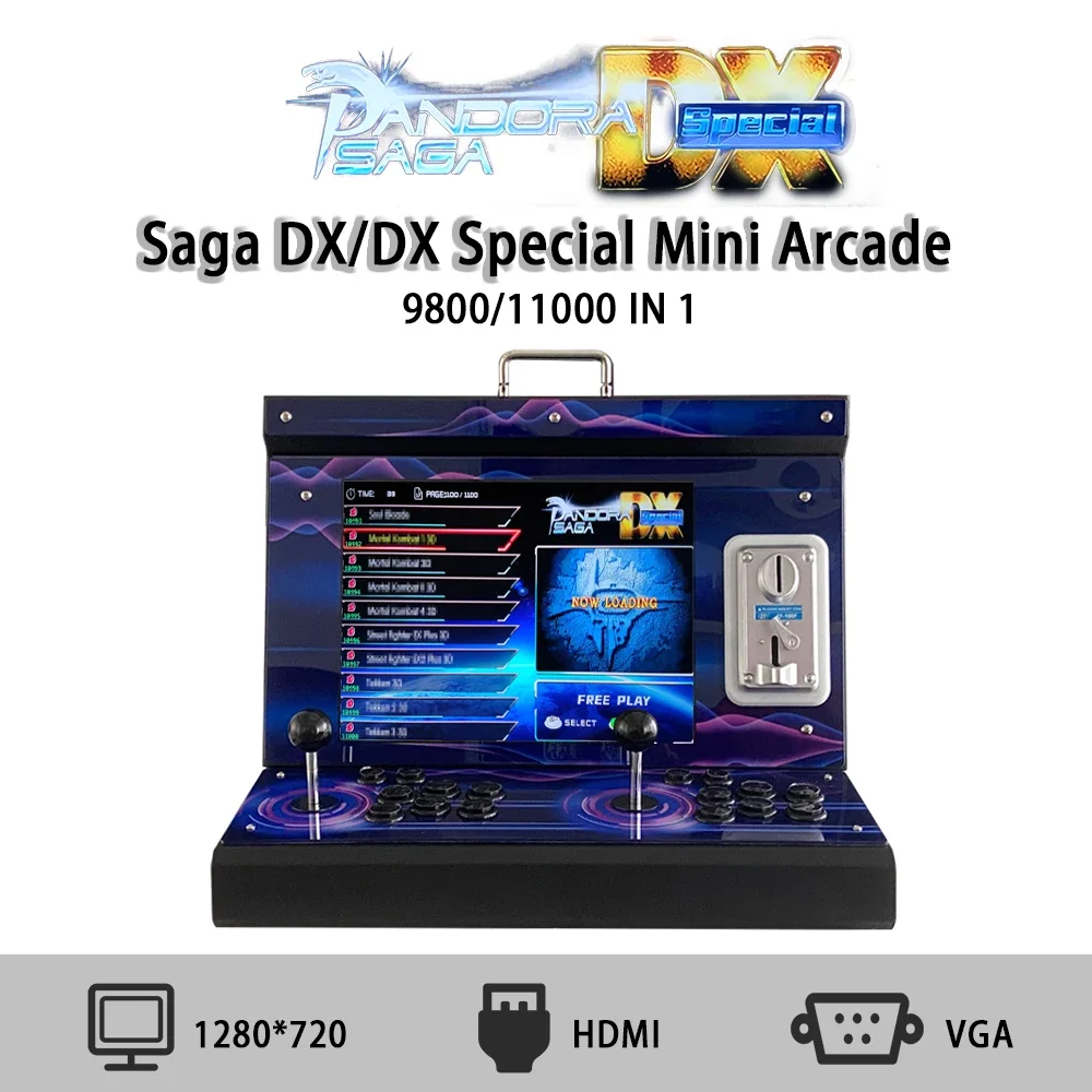 2023 New Pandora Coin Operated Games Machine 11,000 Games 15 inches 720P HD Screen Mini Arcade 3D Box 1-4 Players Video Console