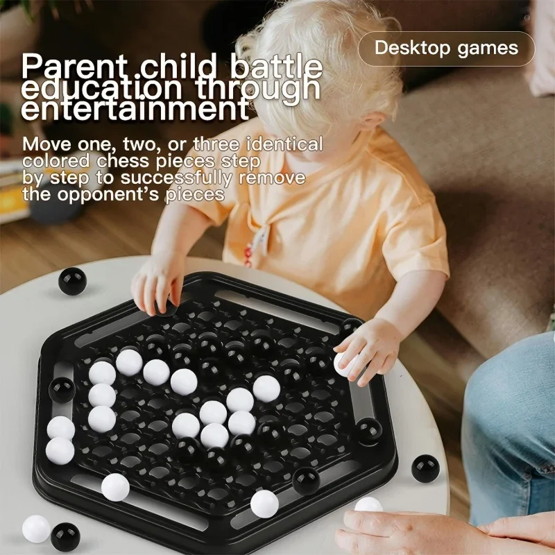 Push hard Chess Set - Family Children's Strategy Train Black White Board Toys Interactive Logic Game for Parent-Child Engagement