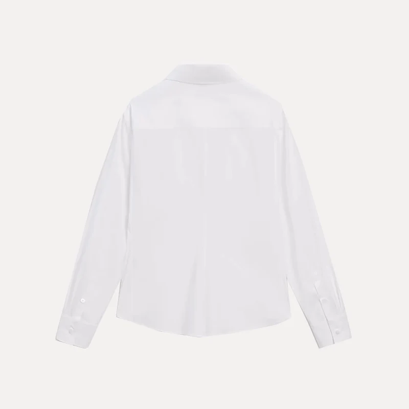 White Long Sleeve Women's Shirt 2025 Spring New Style Versatile Inner Wear Base Layer MD Women's Fashion Zadata Brand Slim Fit 4